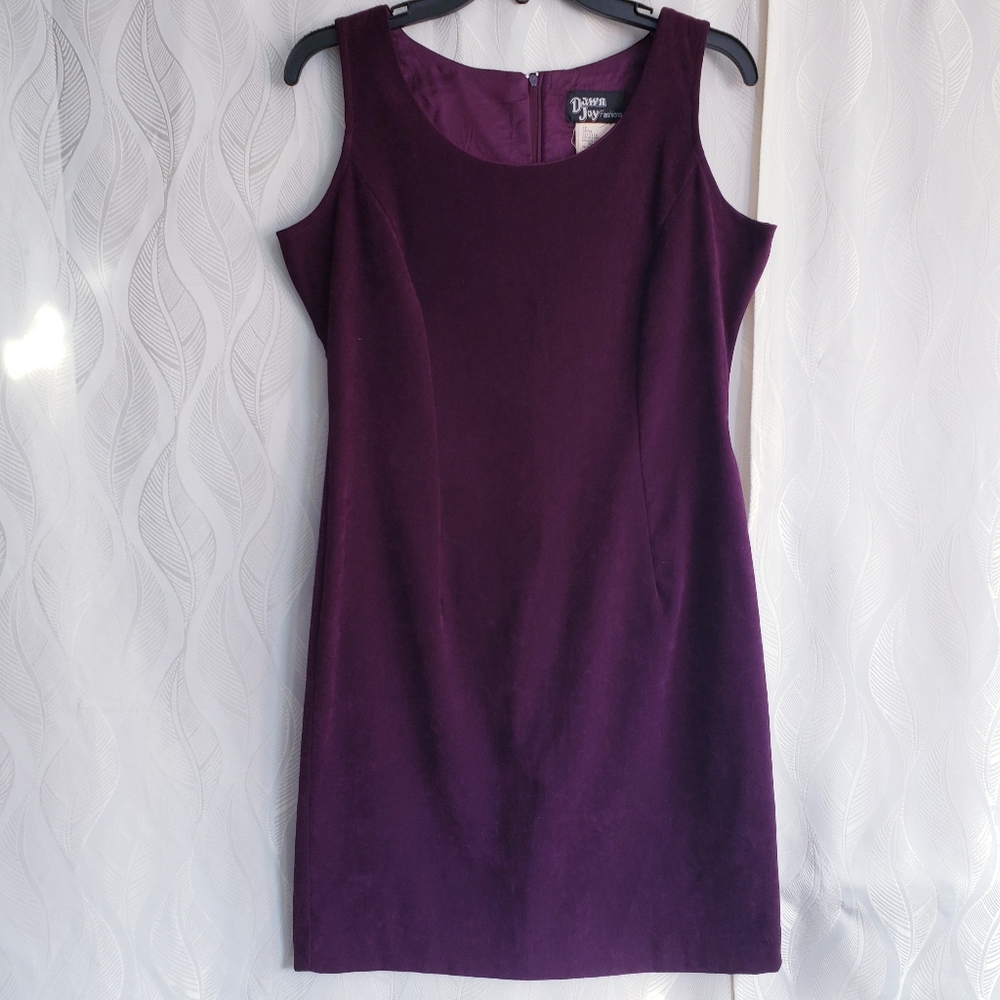 Dawn Joy Classic Vintage Purple Faux Suede Sheath Mini Dress